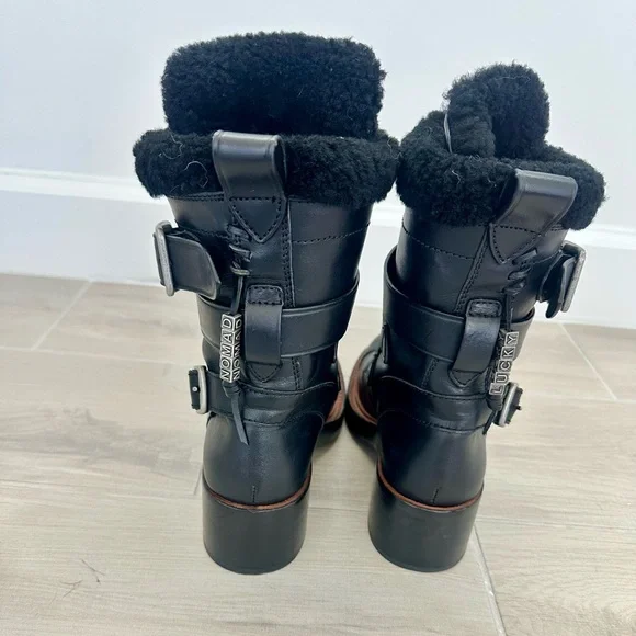 Coach Black Combat Boots with Silver Details - Picture 3 of 6